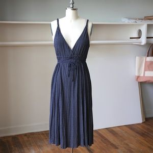 Gap Blue V-Neck Midi Dress With White Polka Dots
